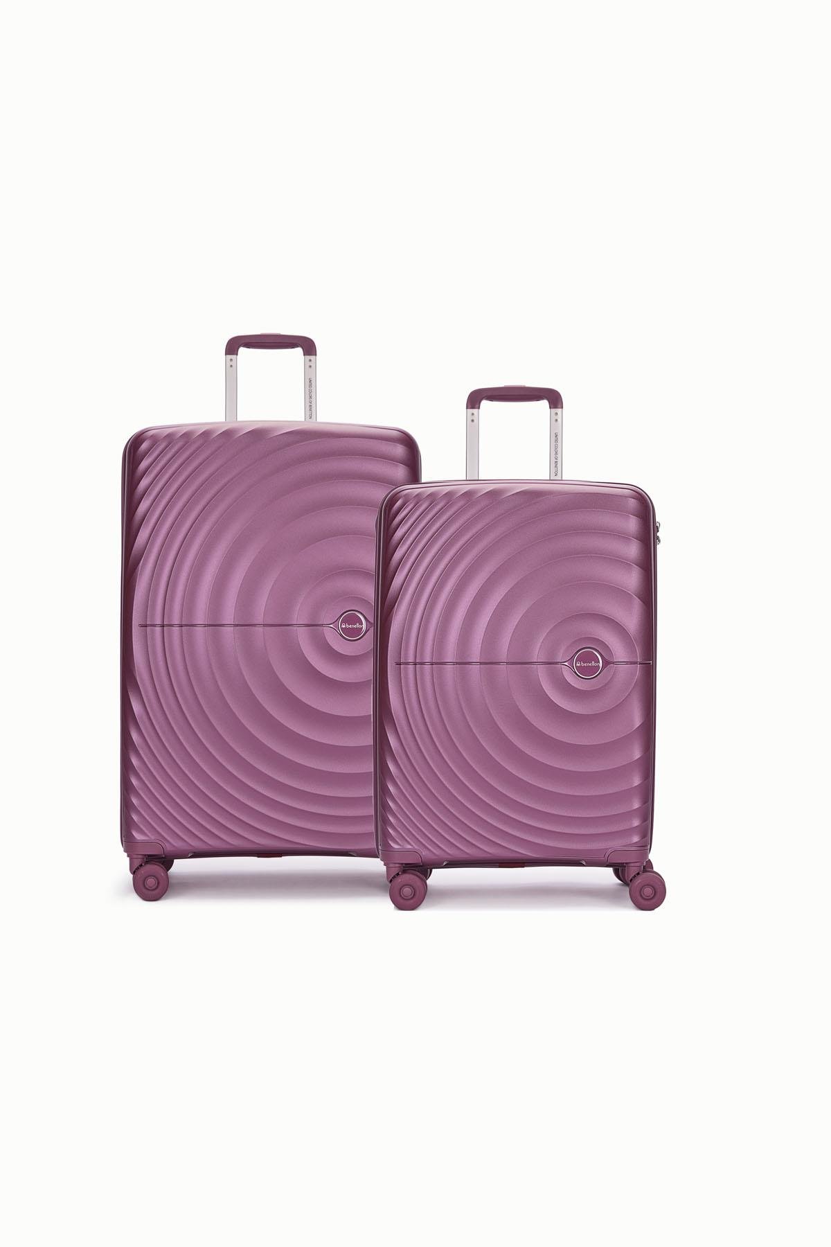 Benetton 2'li Set Büyük Ve Orta Boy %100 Polipropilen Valiz Bordo 14Bnt8002