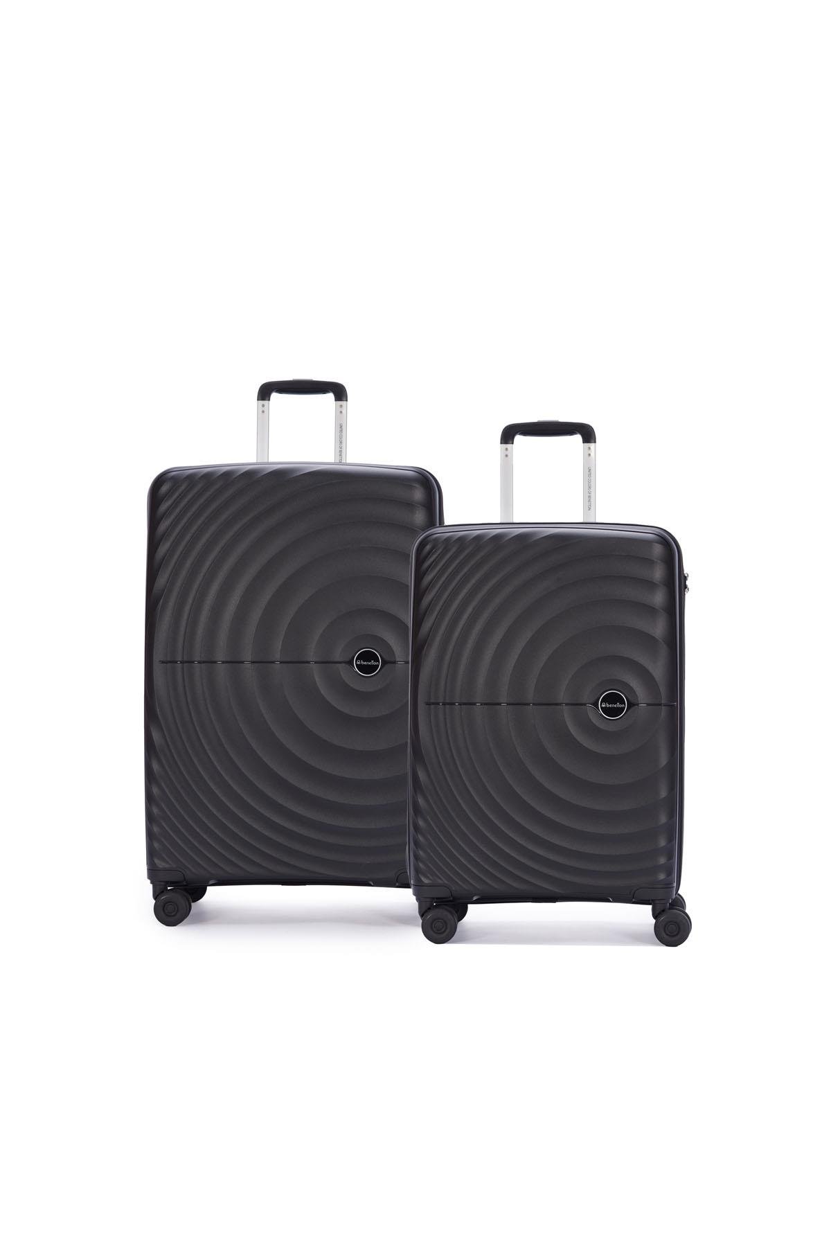 Benetton 2'li Set Büyük Ve Orta Boy %100 Polipropilen Valiz Siyah 14Bnt8002