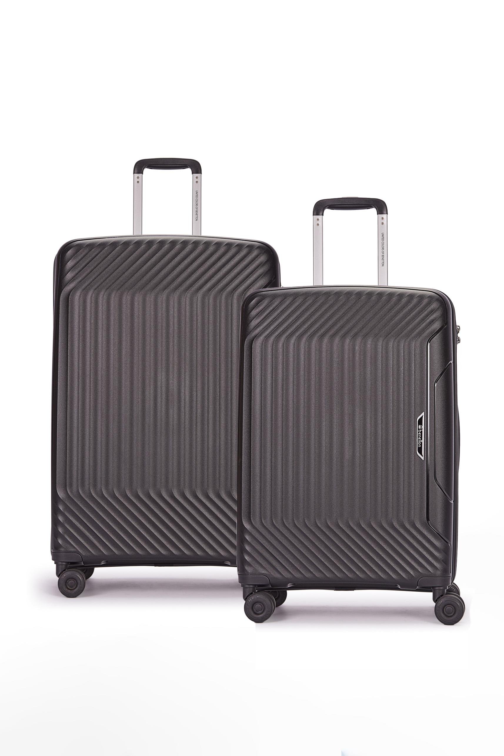 Benetton 2'li Set Büyük Ve Orta Boy %100 Polipropilen Valiz Siyah 14Bnt8001