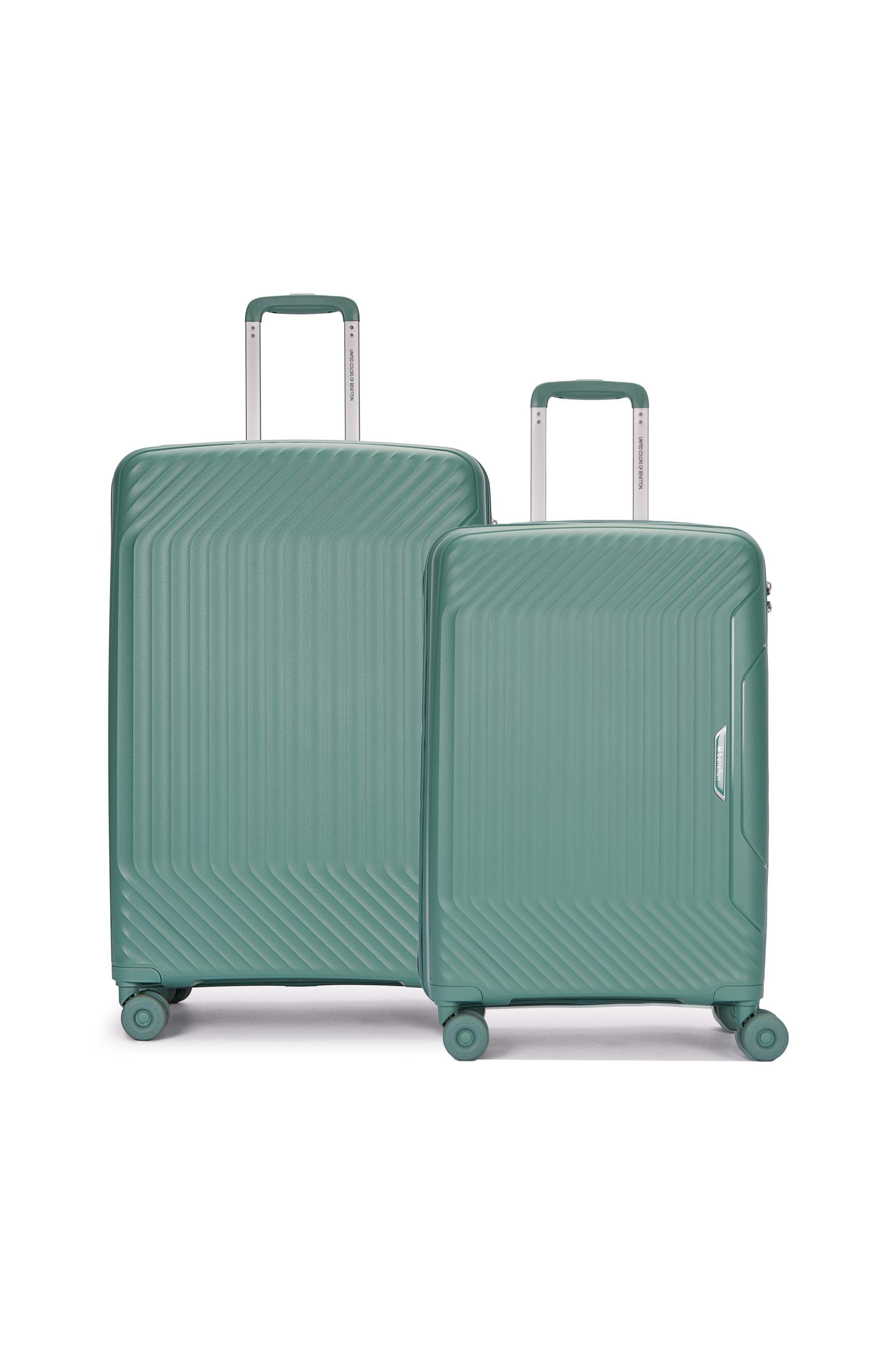 Benetton 2'li Set Büyük Ve Orta Boy %100 Polipropilen Valiz Yeşil 14Bnt8001