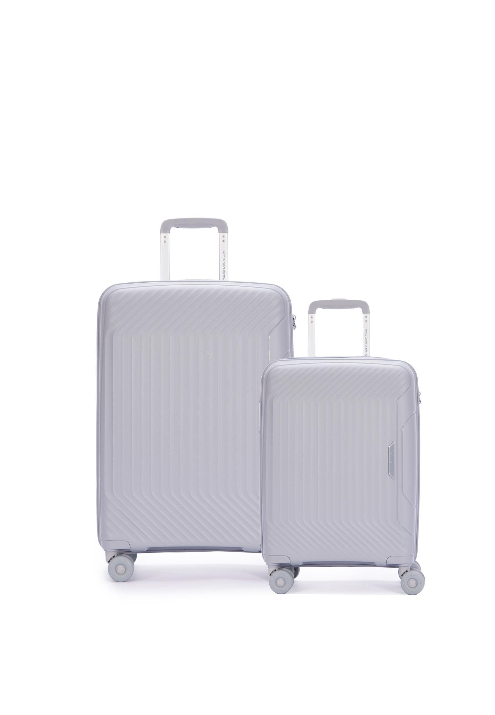 Benetton 2'li Set Orta Ve Kabin Boy %100 Polipropilen Valiz Açık Gri 14Bnt8001