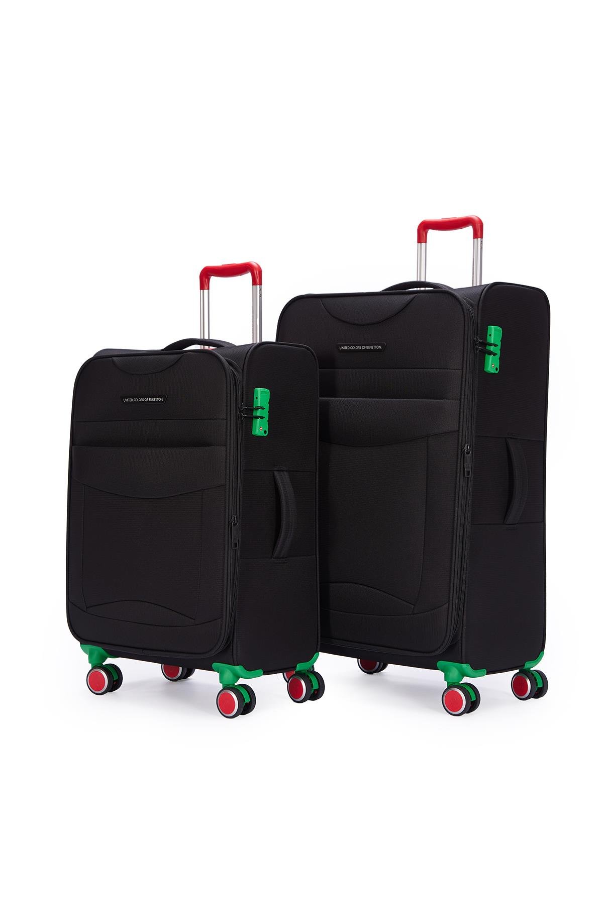 Benetton 2'li Valiz Seti Büyük Ve Orta Boy Lüx Kumaş Valiz Siyah Bnt2800
