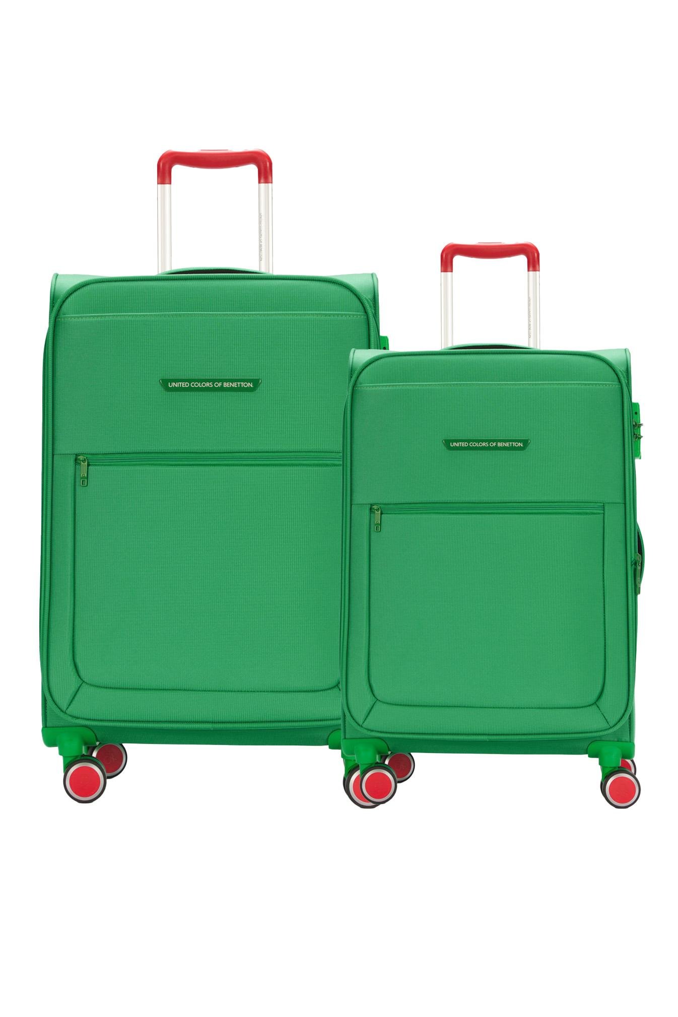 Benetton 2'li Valiz Seti Orta Ve Kabin Boy Lüx Kumaş Valiz Yeşil Bnt2800