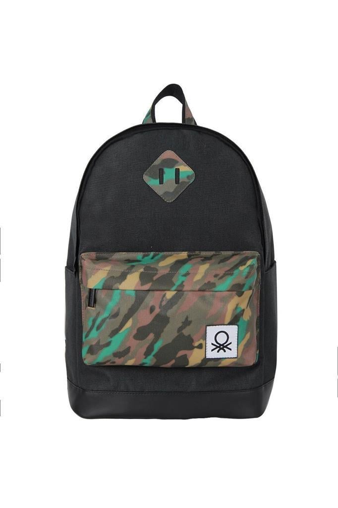 Benetton Okul Sırt Çantası Siyah Kamuflaj