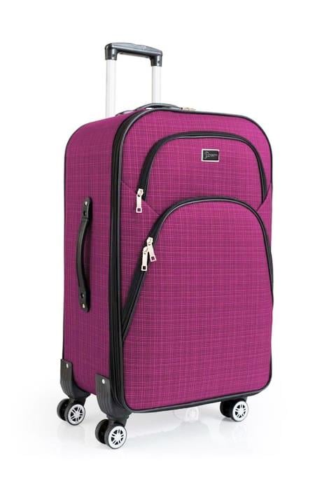 Büyük Boy 4 Teker Kumaş Valiz Fuşya 1081