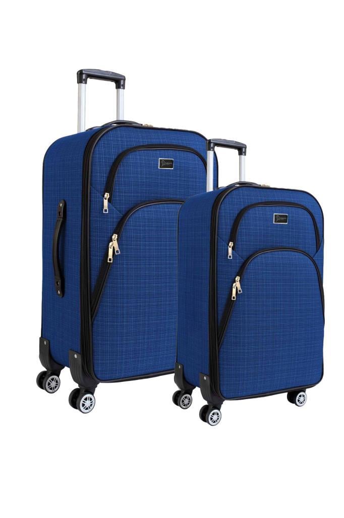 Büyük ve Kabin Boy Valiz Seti 4 Teker Kumaş Valiz Saks Mavi 1081