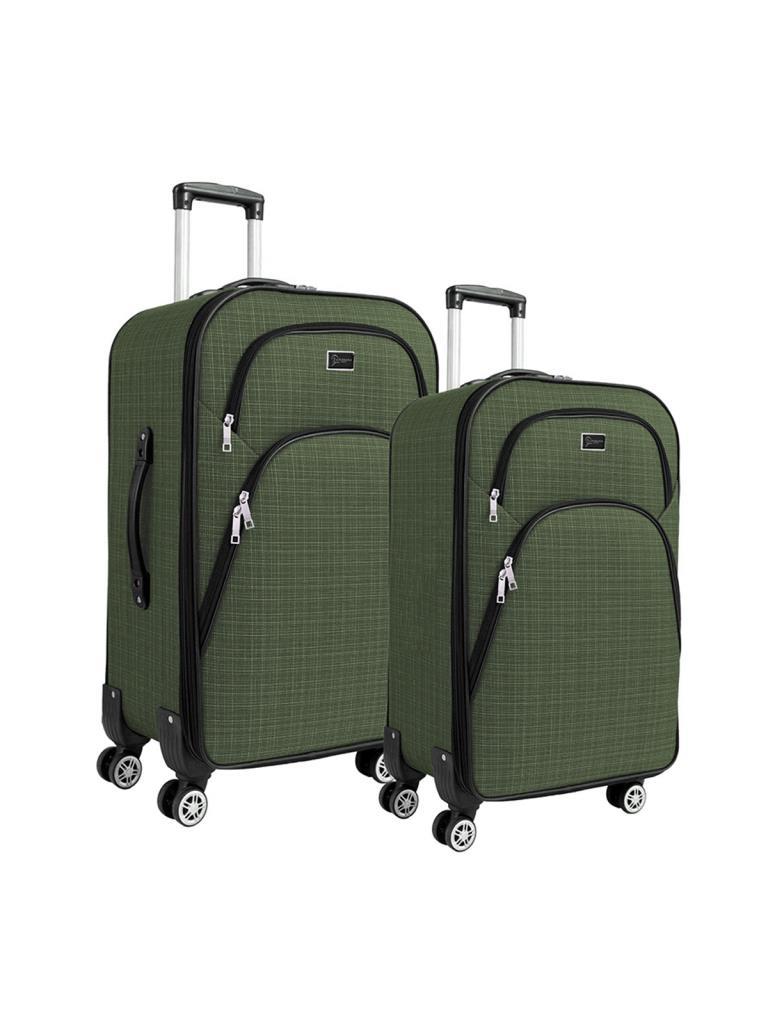 Büyük ve Kabin Boy Valiz Seti 4 Teker Kumaş Valiz Haki 1081
