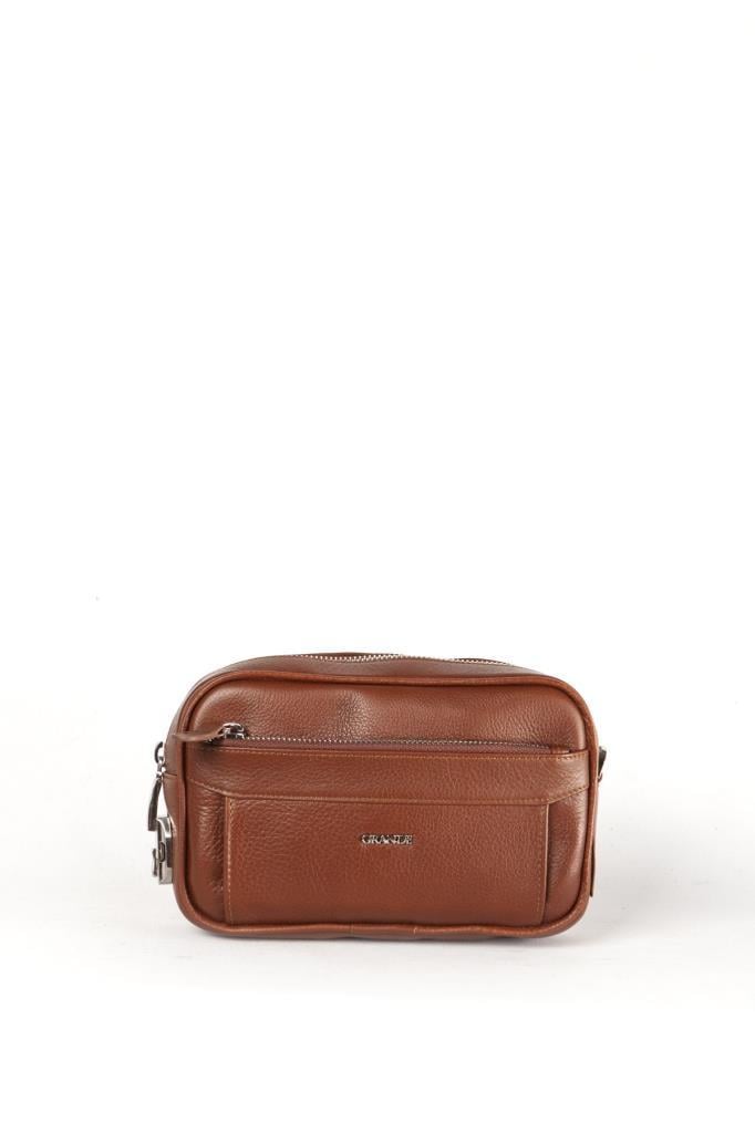 Grande Hakiki Deri Erkek El Çantası Taba 4288