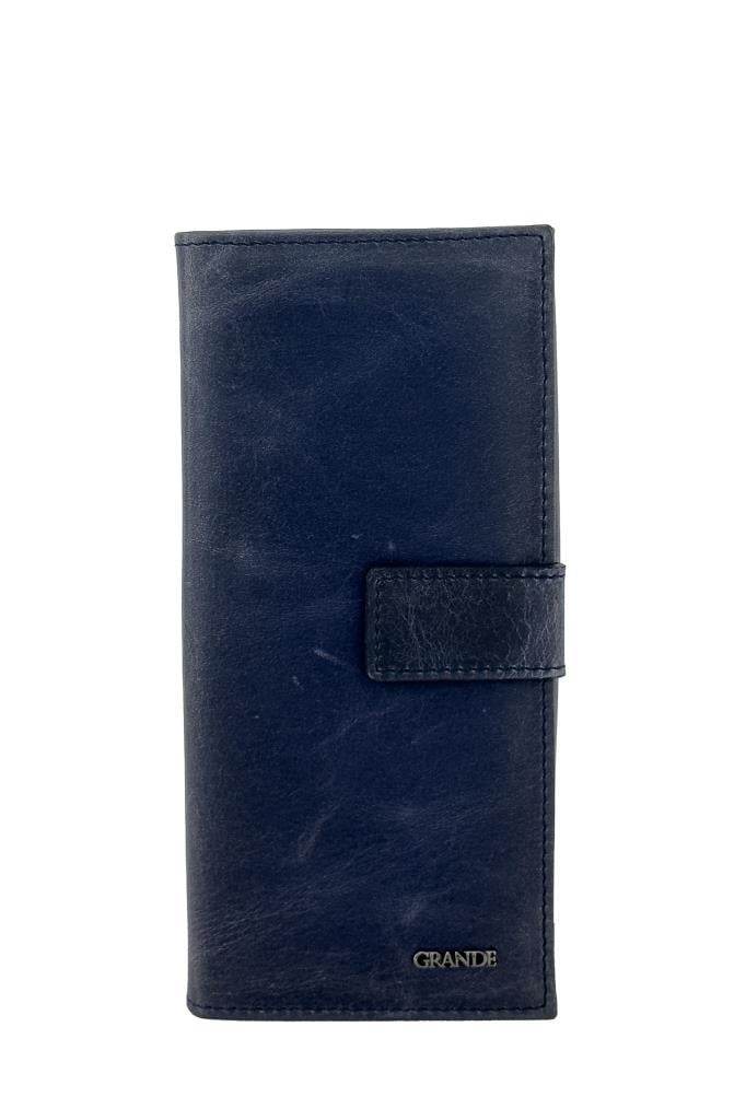 Grande Hakiki Deri Kadın Cüzdan Crazy Mavi 2662