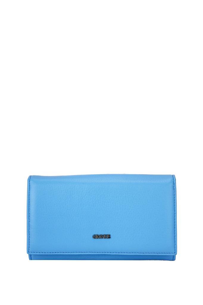 Grande Hakiki Deri Kadın Cüzdan Gök Mavi 2604