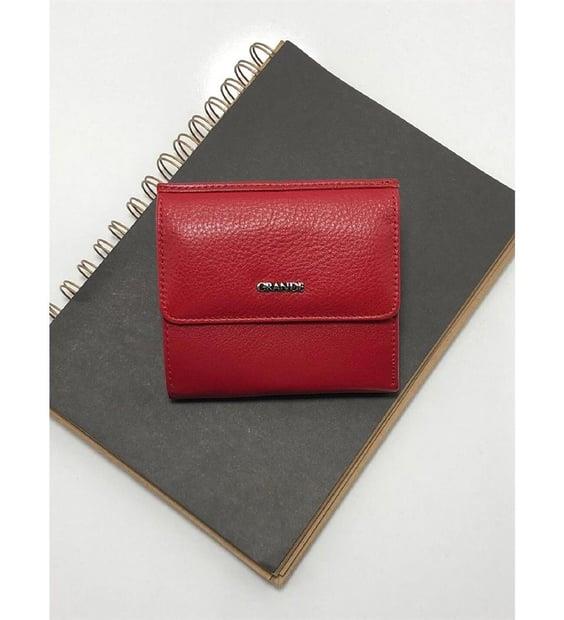 Grande Hakiki Deri Kadın Cüzdan Kırmızı 2765