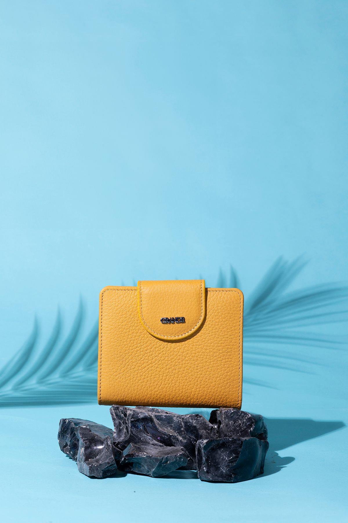 Grande Hakiki Deri Kadın Cüzdan Sari 2818