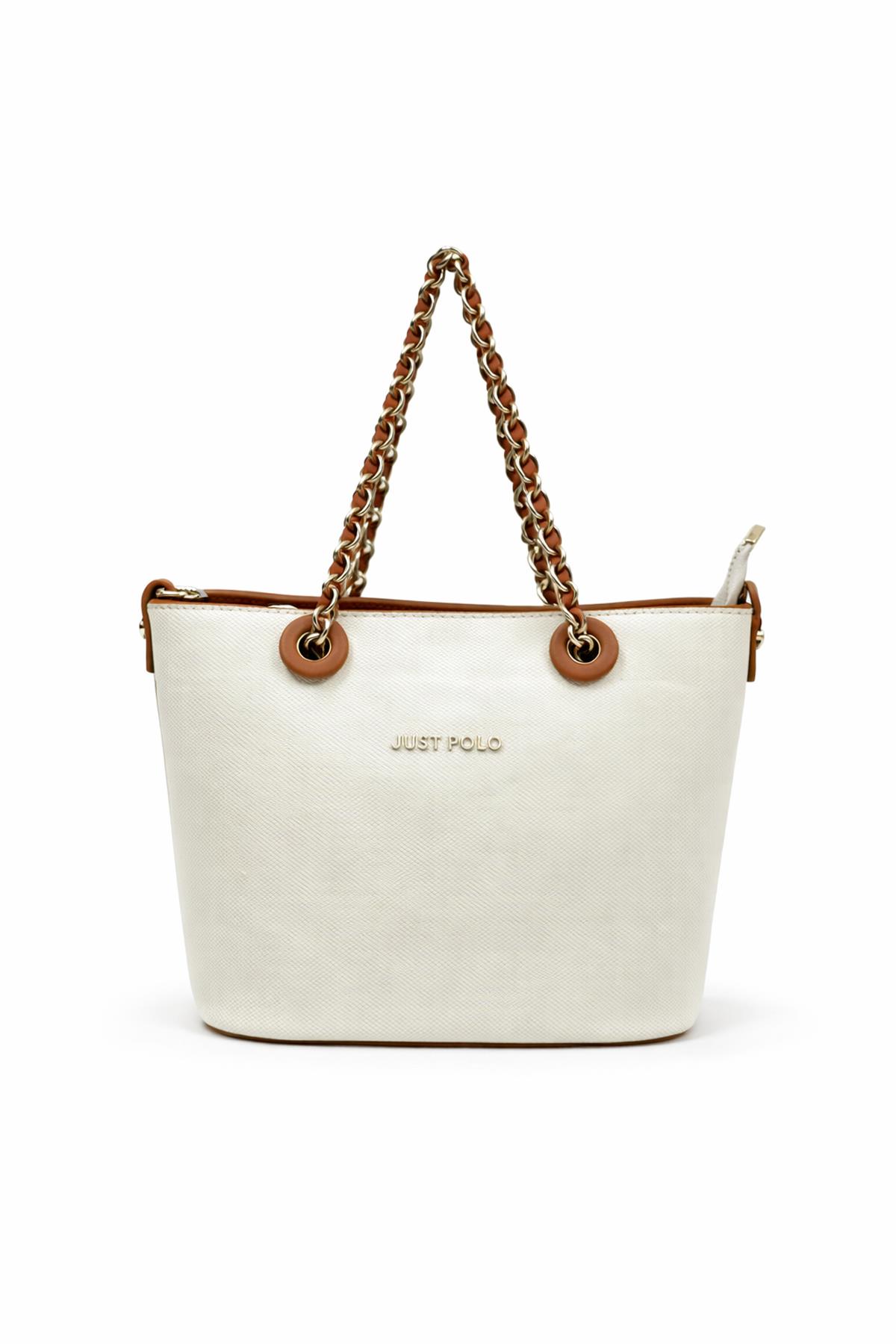 Just Polo Çapraz Askılı Kadın Çantası Beyaz-Taba  6054