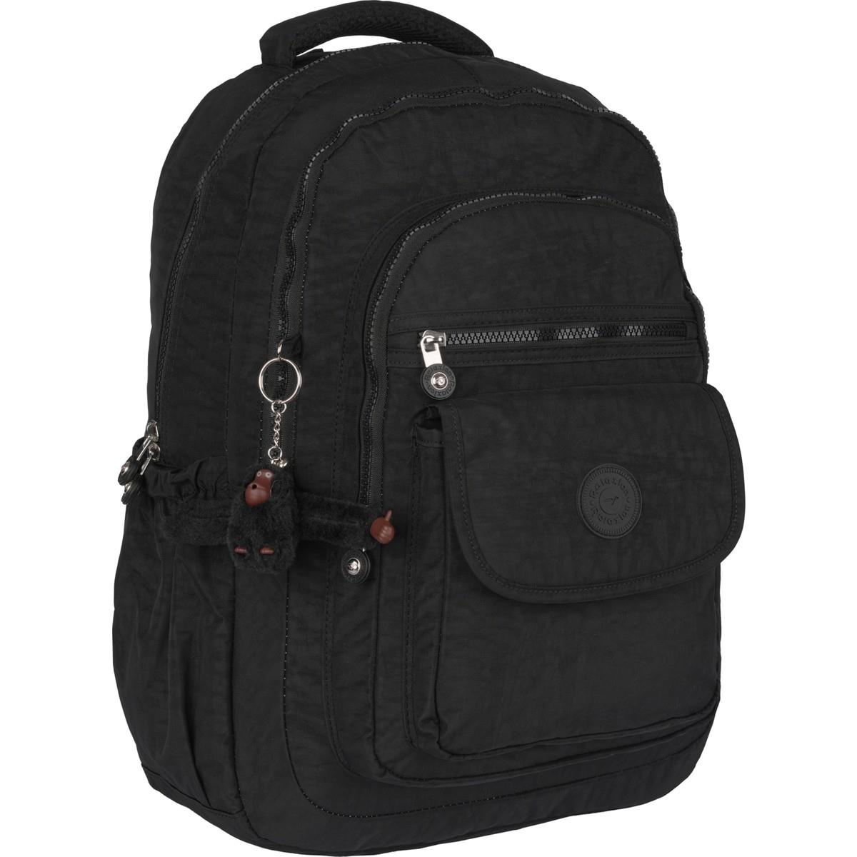 Krinkıl Su Geçirmez Astarlı Kumaş Okul Sırt Çantası Siyah 1620