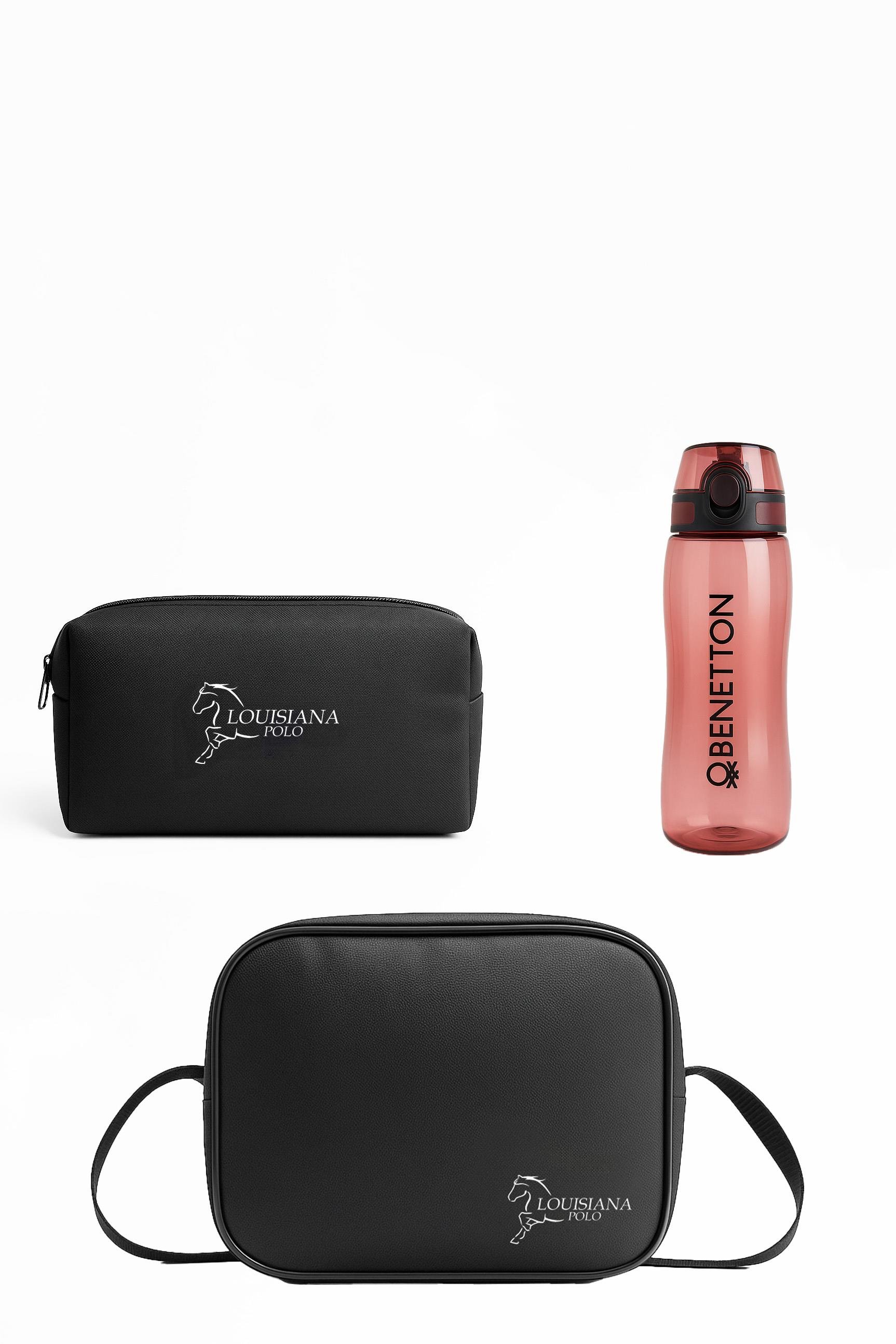 Louisiana Polo 3'lü Set – Termal Beslenme Çantası + Kalemlik + Kırmızı Matara
