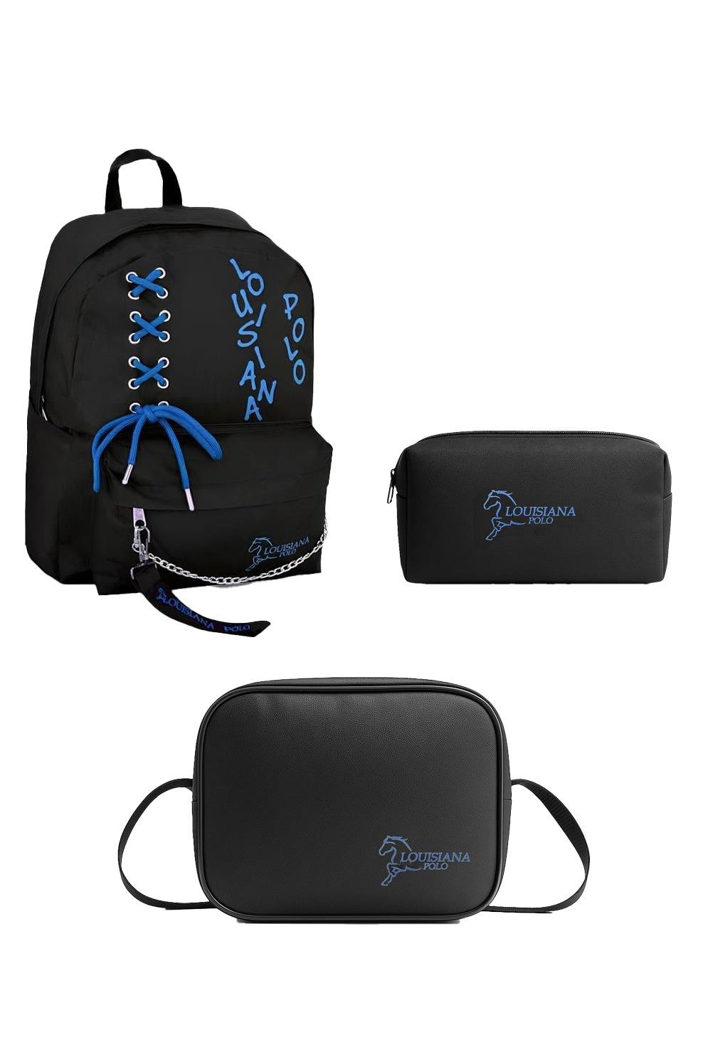 Louisiana Polo Okul Seti – Çanta + Termal Beslenme + Kalemlik Mavi 1141
