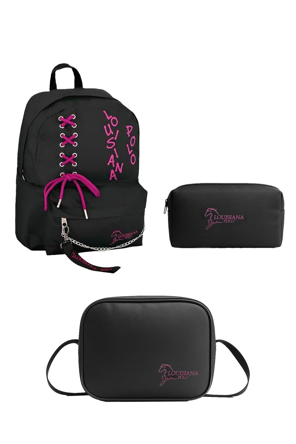 Louisiana Polo Okul Seti – Çanta + Termal Beslenme + Kalemlik Pembe 1141