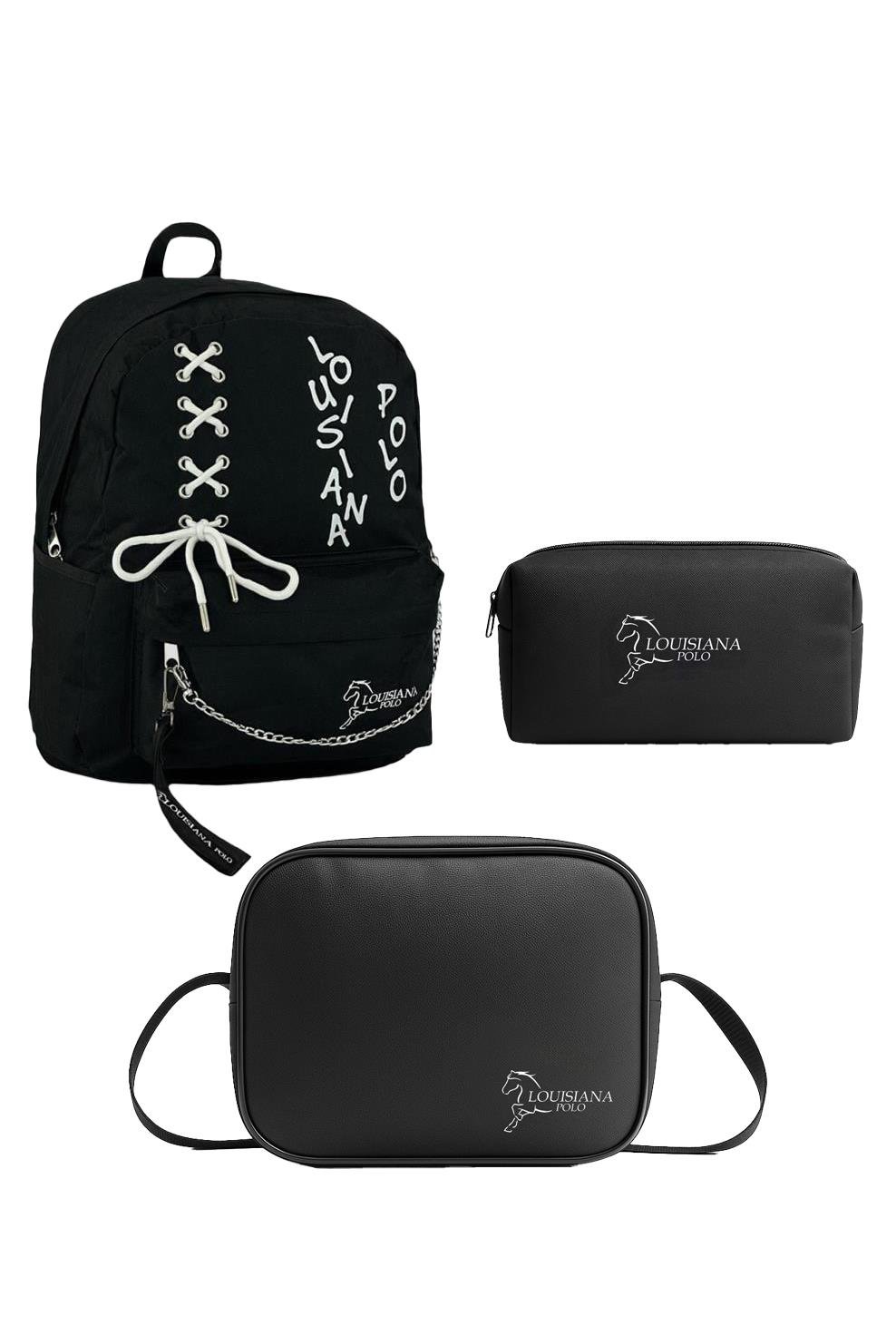 Louisiana Polo Okul Seti – Çanta + Termal Beslenme + Kalemlik Beyaz 1141