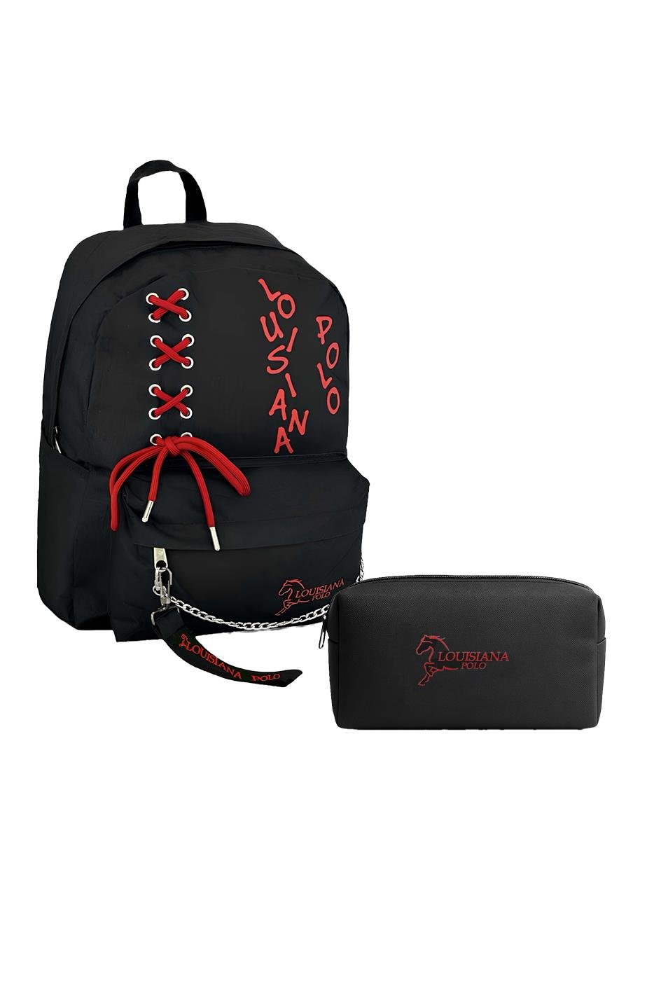 Louisiana Polo Okul Seti – Sırt Çantası + Kalemlik Kırmızı 1141