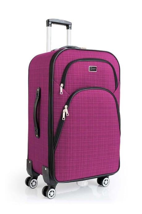 Orta Boy 4 Teker Kumaş Valiz Fuşya 1081