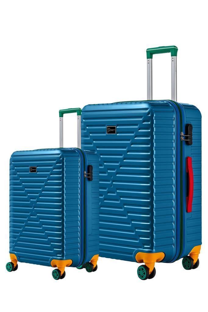Orta Ve Kabin Boy 2'li Valiz Seti %100 Polikarbon Valiz 4x2 Teker Mavi 1088