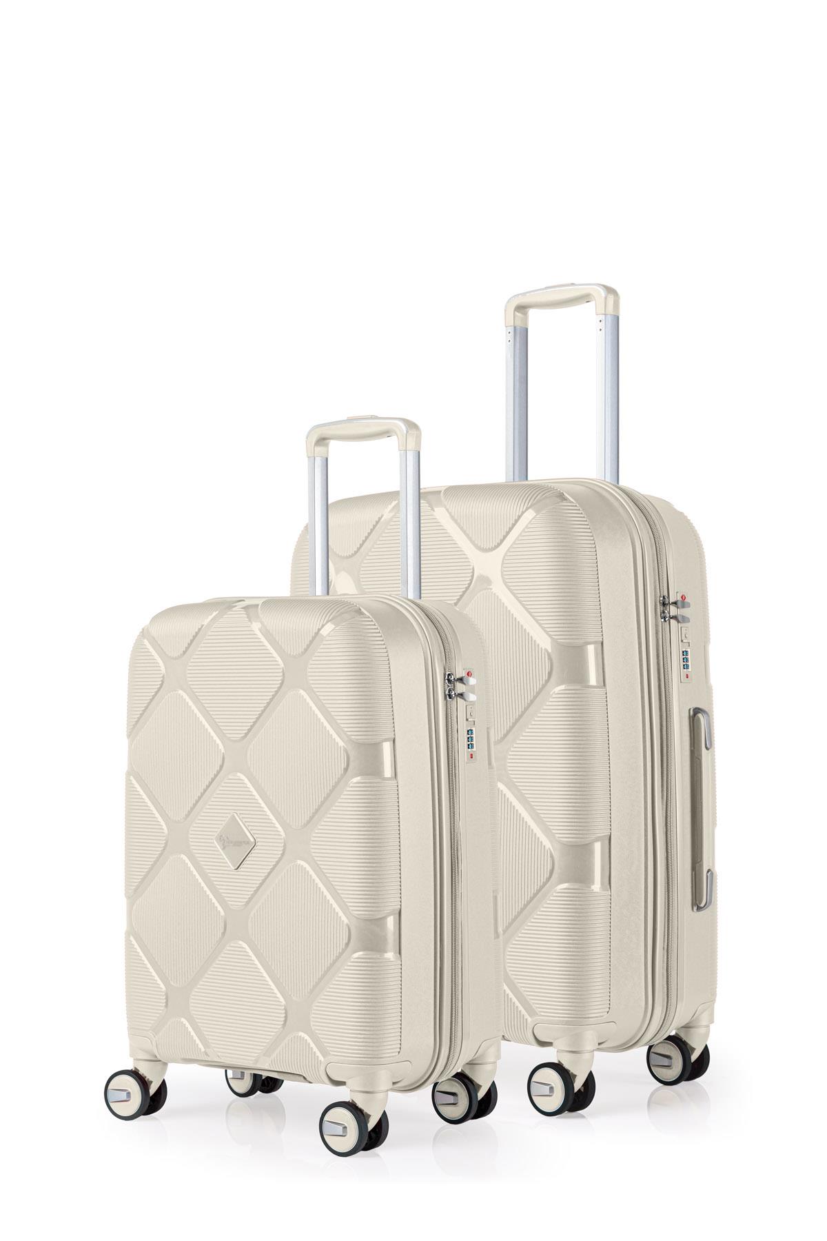 Orta Ve Kabin Boy 2'li Valiz Seti %100 Polipropilen Valiz Bej 6990