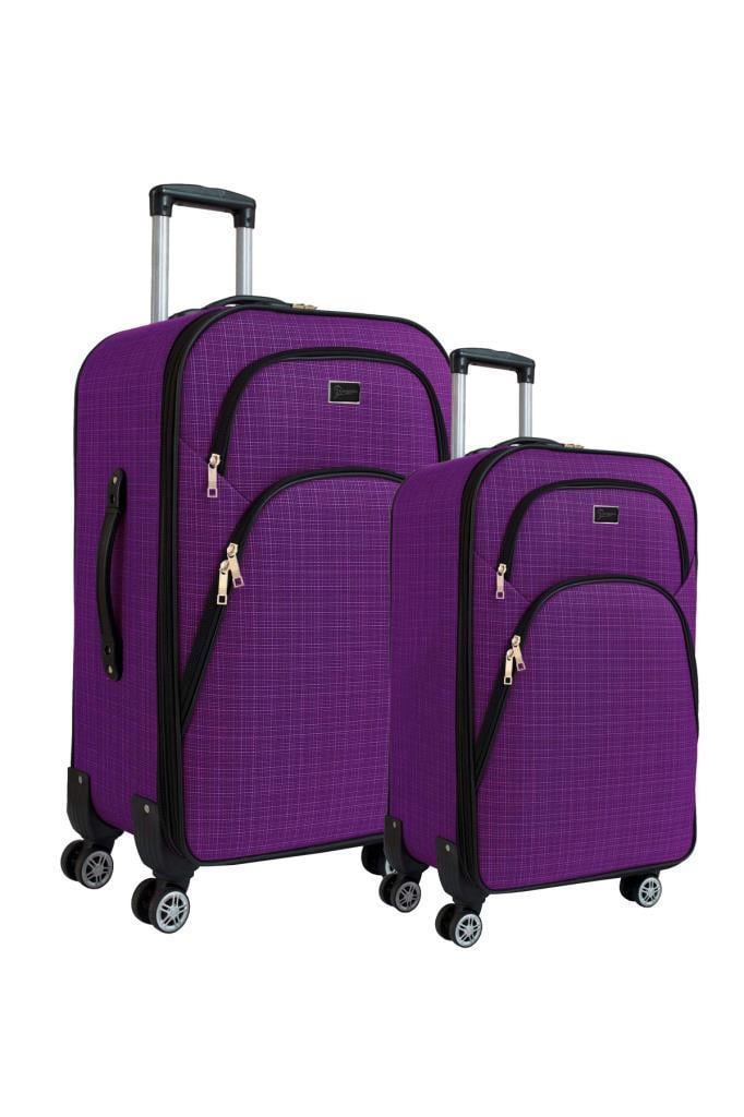 Orta ve Kabin Boy Valiz Seti 4 Teker Kumaş Valiz Mor 1081