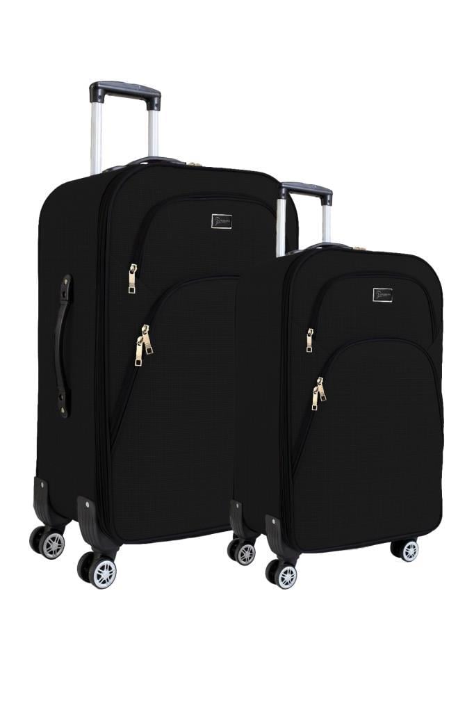 Orta ve Kabin Boy Valiz Seti 4 Teker Kumaş Valiz Siyah 1081