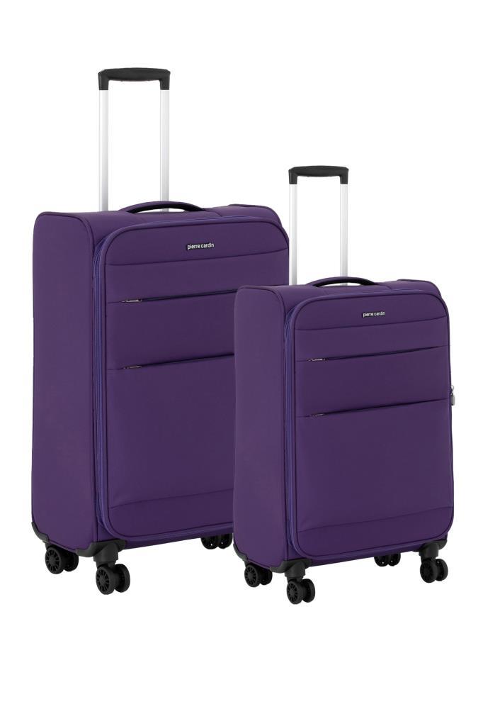 Pierre Cardin 2'li Valiz Seti Orta Ve Kabin Boy Lüx Kumaş Valiz Mor 04pc4200