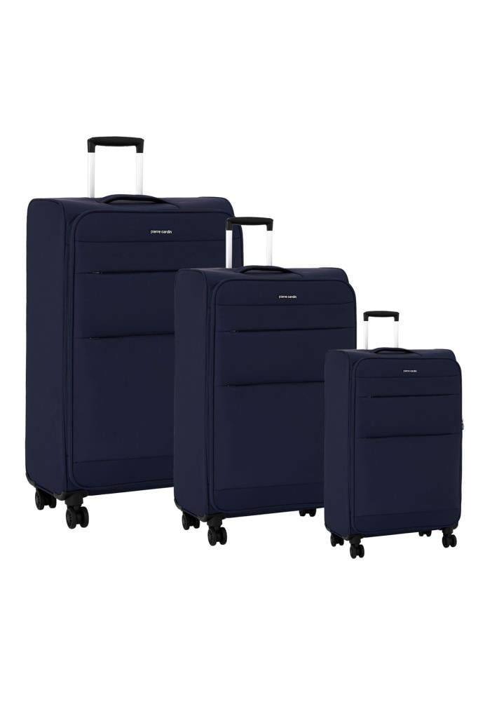 Pierre Cardin 3'lü Valiz Seti Lüx Kumaş Valiz Lacivert 04pc4200