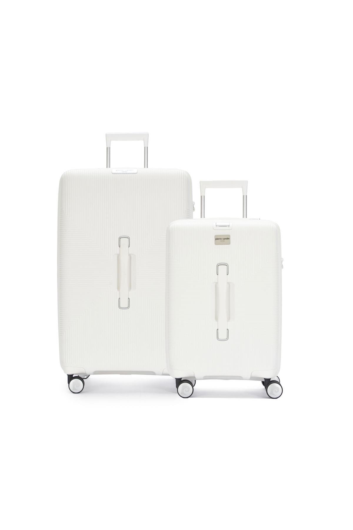 Pierre Cardin Büyük Ve Kabin Boy 2'li Set %100 Polipropilen Valiz Beyaz 04PC7080