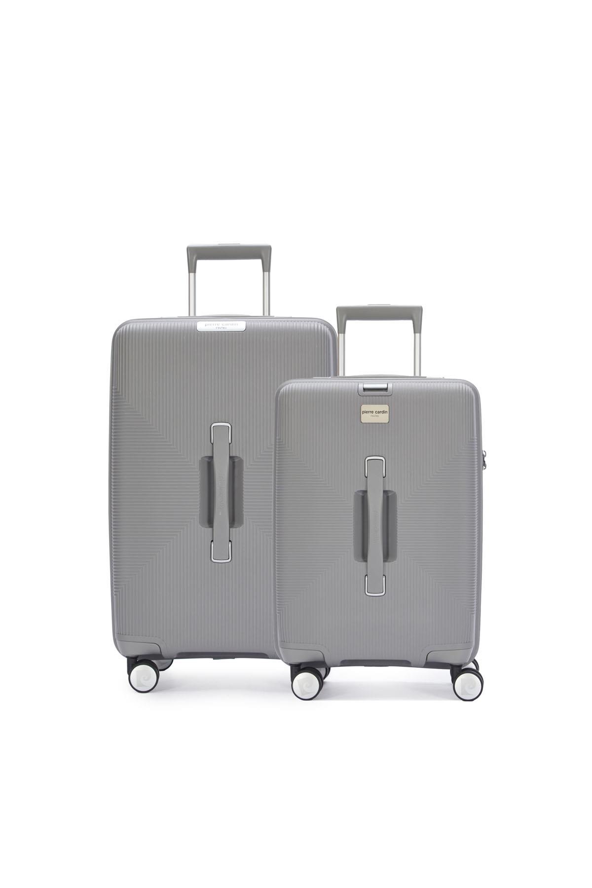 Pierre Cardin Büyük Ve Orta Boy 2'li Set %100 Polipropilen Valiz Gri 04PC7080