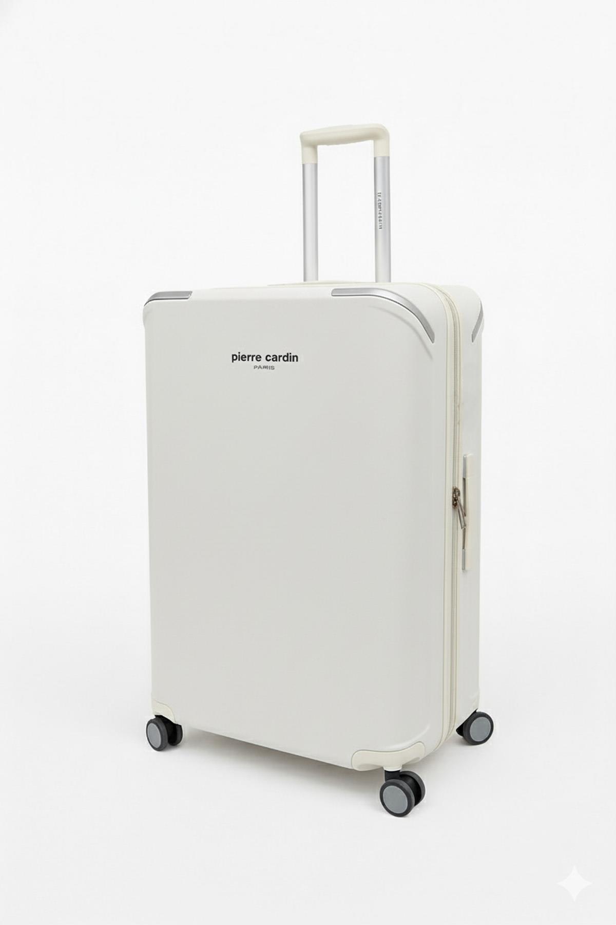 Pierre Cardin Orta Boy %100 Polipropilen Valiz Beyaz 04PC7090