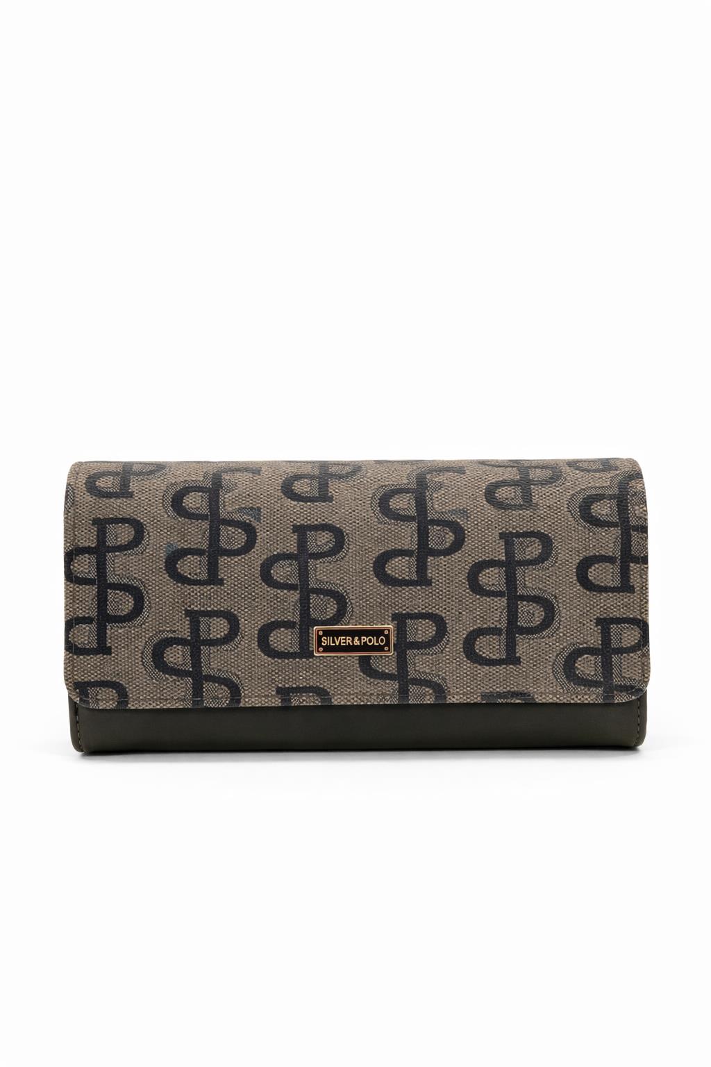Silver Polo Kadın Cüzdan Monogram Desenli  Vizon Haki 1036