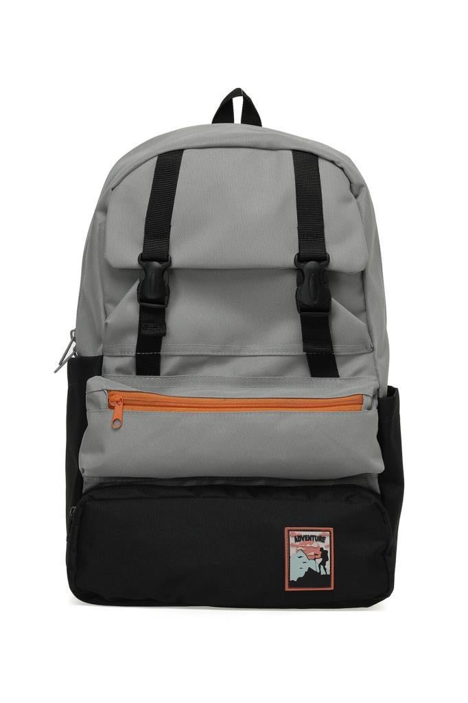 Trend Okul Sırt Çantası (Laptop Bölmeli) Gri- Siyah 1154