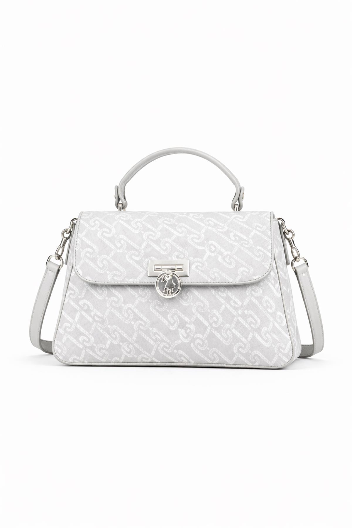 U.S. Polo Assn. Çapraz Askılı Kadın Çanta Beyaz-Gri Us24102