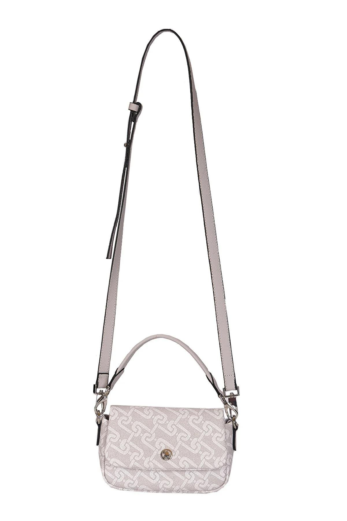 U.S. Polo Assn. Çapraz Askılı Kadın Çanta Beyaz-Gri Us24101