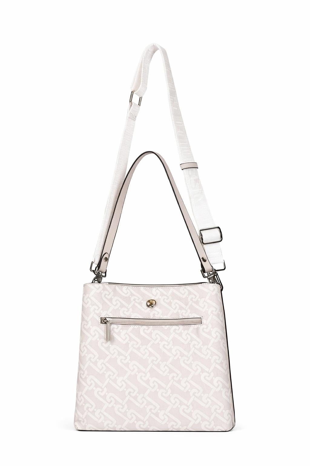 U.S. Polo Assn. Çapraz Askılı Kadın Çanta Beyaz-Gri Us24109