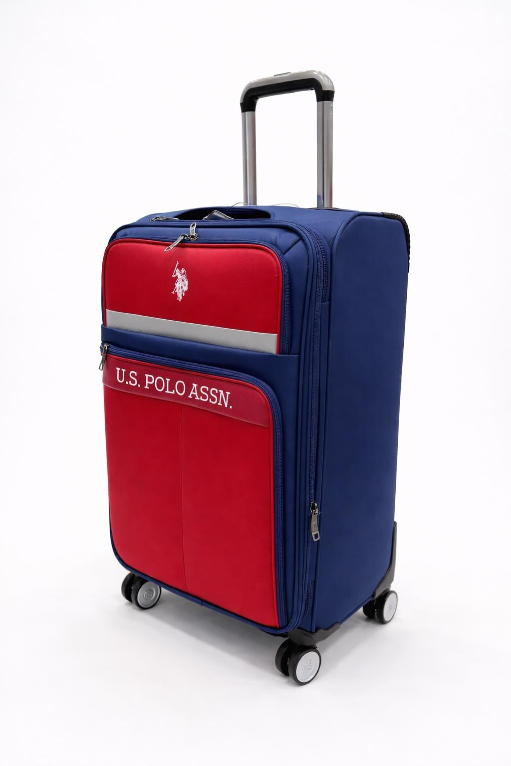 U.S. Polo Assn. Hafif Lüx Kumaş Orta Boy Valiz Lacivert-Kırmızı 26051