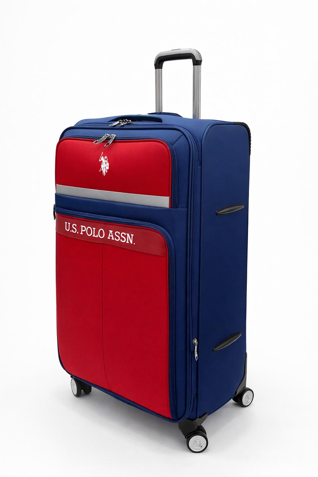 U.S. Polo Assn. Hafif Lüx Kumaş Büyük Boy Valiz Lacivert-Kırmızı 26051