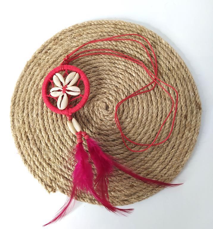 Araba Süsü Mini Düş Kapanı Kolye Dreamcatcher Deniz Kabuklu Tüylü Ayarlanabilir Kolye