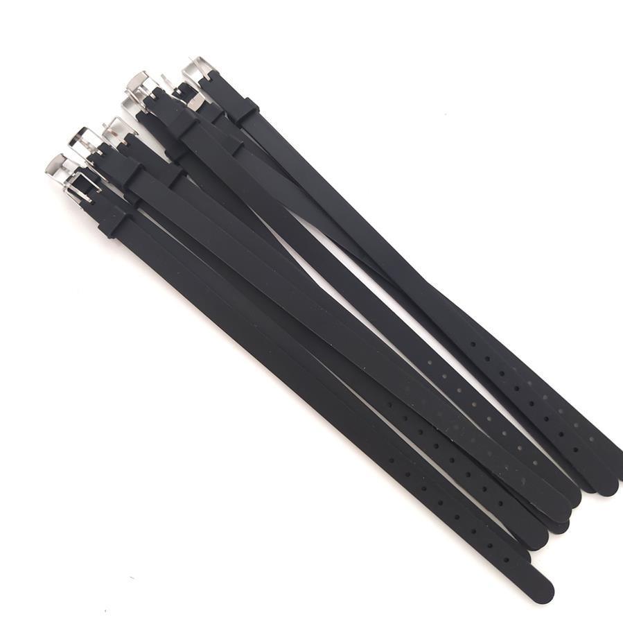 Bileklik 10 lu Silikon Siyah 08 mm Ayarlanabilir Charm Takılabilen Bileklik 