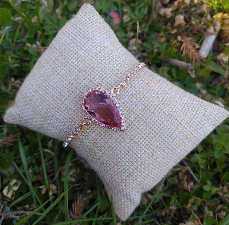 Bileklik Rose Gold Sultanit Zultanit Renk Değiştiren Taş Bukalemun Zirkon Ayarlanabilir Asansörlü Bileklik 14051