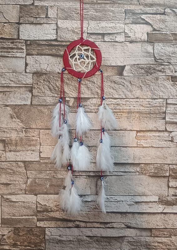 Düş Kapanı Araba Dikiz Ayna Duvar Süsü Hand Made Dreamcatcher Rüya Kapanı  