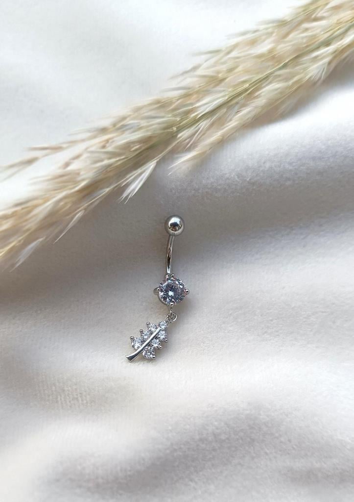 Göbek Piercing Medikal Çelik Vidalı Gri Kadın İthal 316 L Paslanmaz 15836