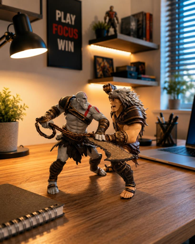 God of War Kratos Figür 14 cm El Boyaması Dekoratif Oyun Karakteri Biblo Masaüstü Figür