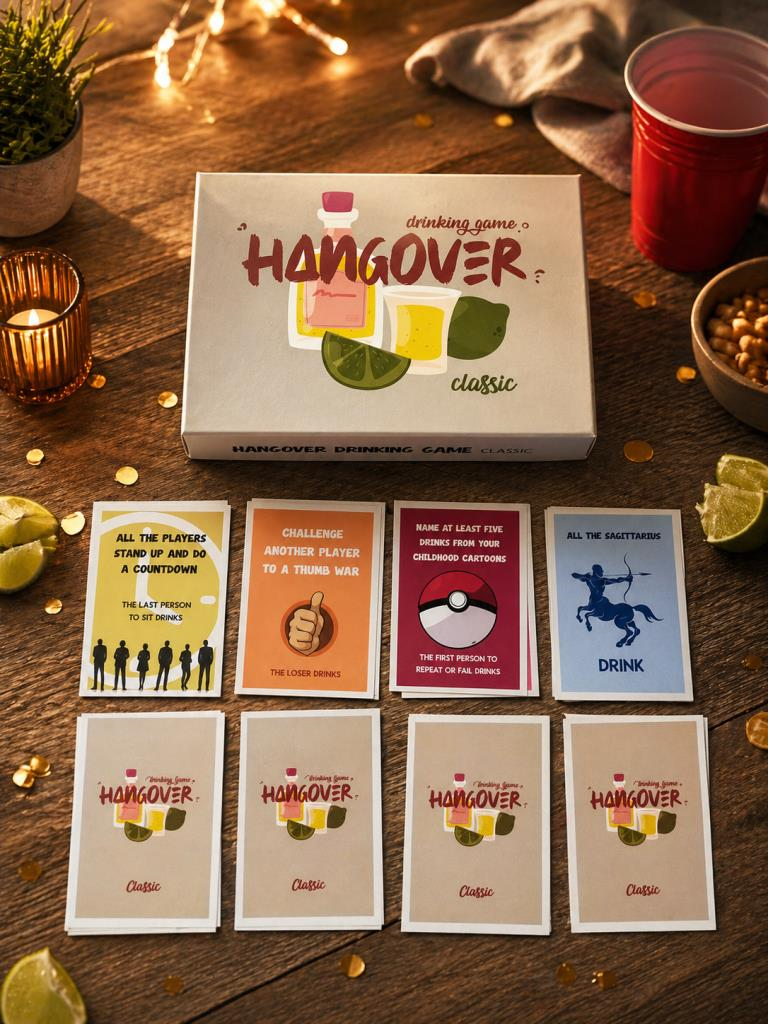 Hangover İngilizce Yazılı Yetişkin Parti Oyunu – Eğlenceli Sohbet & Icebreaker Kart Oyunu, Arkadaş ve Çiftler İçin 