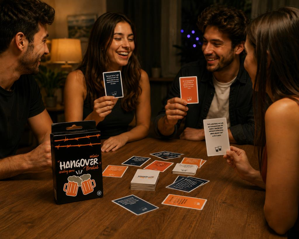 Hangover Mini İngilizce Yazılı Yetişkin Parti Oyunu – Eğlenceli Sohbet & Kart Oyunu, Arkadaş ve Çiftler İçin 