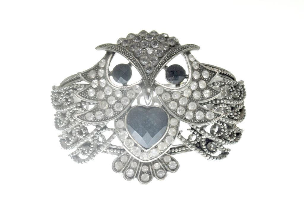Hdmarketim Otantik Swarovski Taşlı Baykuş Kelepçe Metal Bileklik 5512