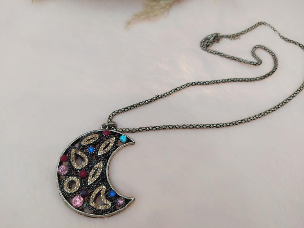 Hdmarketim Swarovski Taşlı Moda Tasarım Ay Model Kolye
